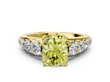 Yellow gold Fancy Yellow Radiant Cut Brilliant Diamond Pavé Band with Six-Prong Setting