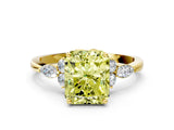 Yellow gold Fancy Yellow Radiant Cut Brilliant Diamond Solitaire Ring with Pear Side Stones and Four-Prong Setting_3