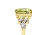 Yellow gold Fancy Yellow Radiant Cut Brilliant Diamond Solitaire Ring with Pear Side Stones and Four-Prong Setting_8