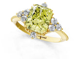 Yellow gold Fancy Yellow Radiant Cut Brilliant Diamond with Cluster Setting on a Beaded Band and Four-Prong Setting_1