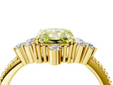Yellow gold Fancy Yellow Radiant Cut Brilliant Diamond with Cluster Setting on a Beaded Band and Four-Prong Setting_4