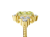 Yellow gold Fancy Yellow Radiant Cut Brilliant Diamond with Cluster Setting on a Beaded Band and Four-Prong Setting_5