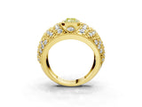 Yellow gold Fancy Yellow Radiant Cut Brilliant Halo Pave Diamond Milgrain Ring_3