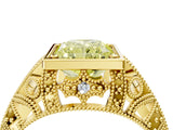 Yellow gold Fancy Yellow Radiant Cut Brilliant Milgrain Filigree Diamond Ring with Square Prong Setting_4