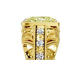Yellow gold Fancy Yellow Radiant Cut Brilliant Milgrain Filigree Diamond Ring with Square Prong Setting_5
