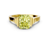 Yellow gold Fancy Yellow Radiant Cut Brilliant Solitaire Diamond Ring with Channel Set Band and Bar Prong Setting_6