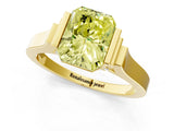 Yellow gold Fancy Yellow Radiant Cut Brilliant Solitaire Diamond Ring with Channel Set Band and Bar Prong Setting_7