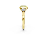 Yellow gold Fancy Yellow Radiant Cut Brilliant Three-Stone Diamond Ring with Pavé Band and Four-Prong Setting_5
