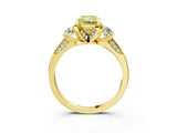 Yellow gold Fancy Yellow Radiant Cut Brilliant Three-Stone Diamond Ring with Pavé Band and Four-Prong Setting_6