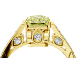 Yellow gold Fancy Yellow Radiant  Cut Cathedral Pave Diamond Engagement Ring with Six-Prong Setting_37