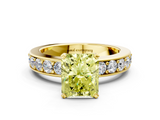 Yellow gold Fancy Yellow Radiant  Cut Channel Set Diamond Engagement Ring with Four-Prong Setting_204