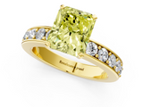 Yellow gold Fancy Yellow Radiant  Cut Channel Set Diamond Engagement Ring with Four-Prong Setting_205