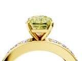 Yellow gold Fancy Yellow Radiant  Cut Channel Set Diamond Engagement Ring with Four-Prong Setting_208