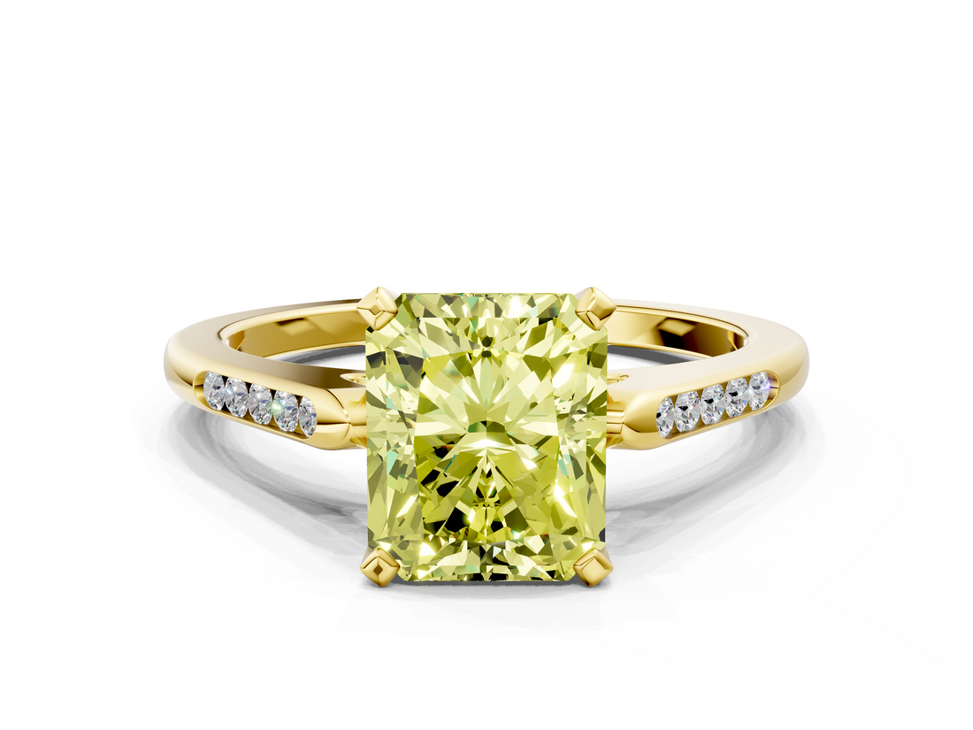 Yellow gold Fancy Yellow Radiant  Cut Channel Set Solitaire Engagement Ring with Four-Prong Setting_241