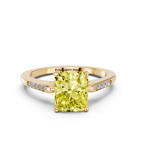 Yellow gold Fancy Yellow Radiant  Cut Channel Set Solitaire Engagement Ring with Four-Prong Setting_85