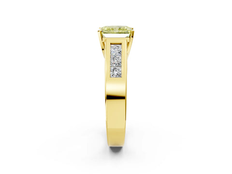 Yellow gold Fancy Yellow Radiant Cut Cut Channel Set Solitaire Ring with Four-Prong Setting_2