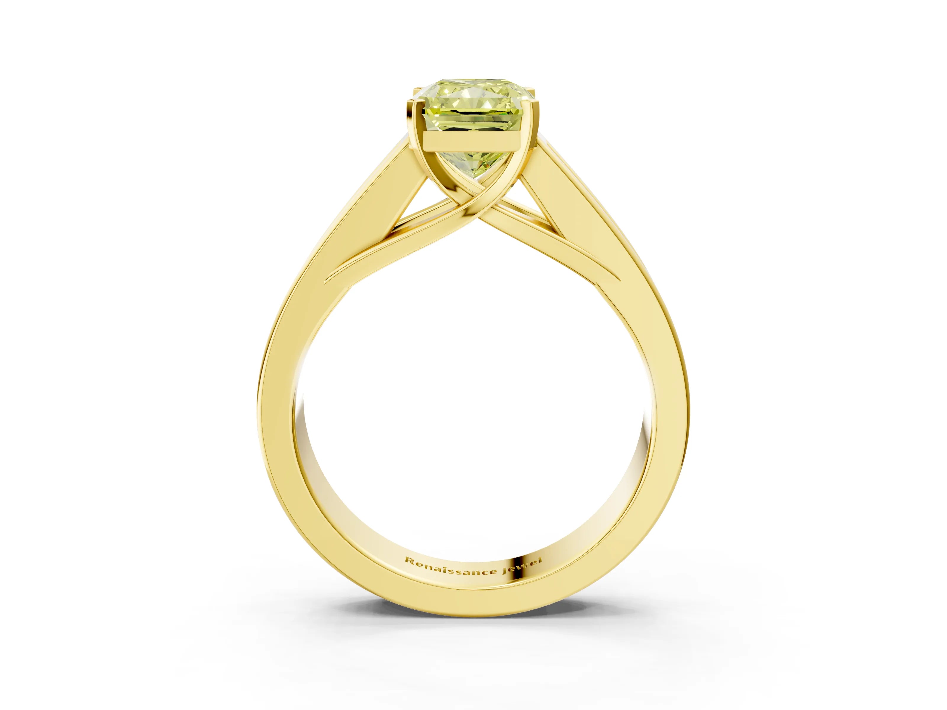 Yellow gold Fancy Yellow Radiant Cut Cut Channel Set Solitaire Ring with Four-Prong Setting_3