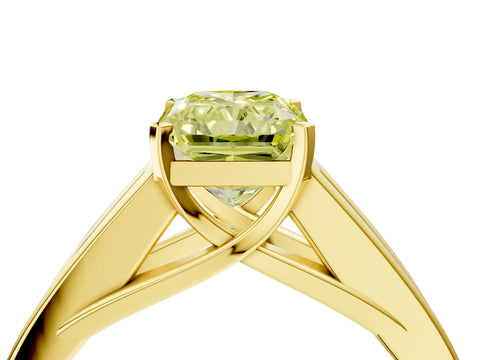 Yellow gold Fancy Yellow Radiant Cut Cut Channel Set Solitaire Ring with Four-Prong Setting_4
