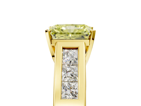 Yellow gold Fancy Yellow Radiant Cut Cut Channel Set Solitaire Ring with Four-Prong Setting_5