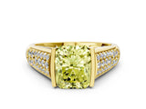 Yellow gold Fancy Yellow Radiant Cut Cut Diamond Channel Set Pave Band with Tension Prong Setting