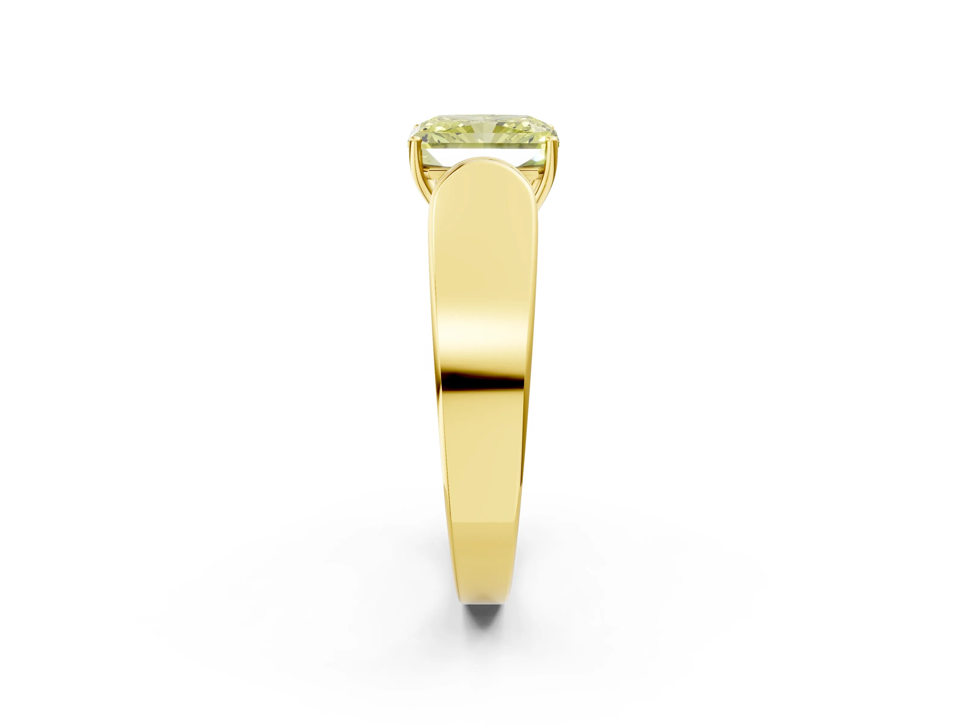 Yellow gold Fancy Yellow Radiant Cut Cut Diamond Channel Set Solitaire Ring with Four-Prong Setting_2