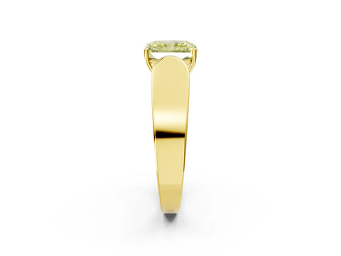 Yellow gold Fancy Yellow Radiant Cut Cut Diamond Channel Set Solitaire Ring with Four-Prong Setting_2