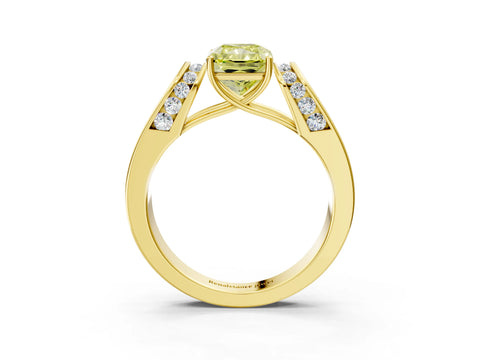 Yellow gold Fancy Yellow Radiant Cut Cut Diamond Channel Set Solitaire Ring with Four-Prong Setting_3