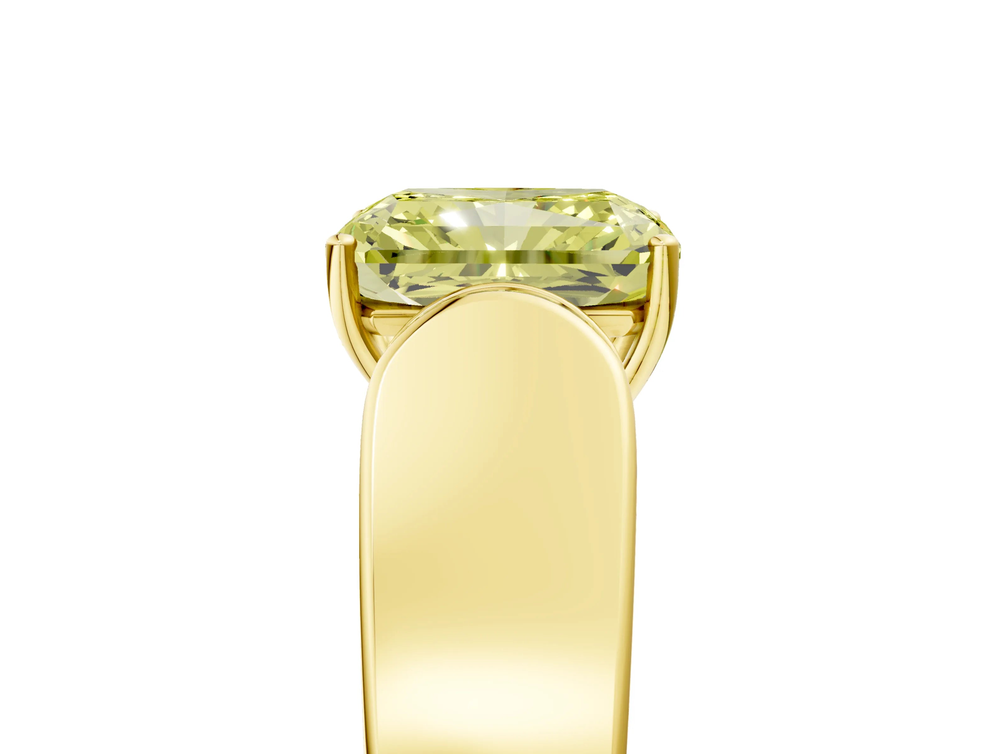 Yellow gold Fancy Yellow Radiant Cut Cut Diamond Channel Set Solitaire Ring with Four-Prong Setting_5