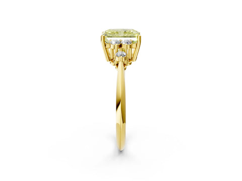 Yellow gold Fancy Yellow Radiant Cut Cut Diamond Cluster Ring with Solitaire Band and Four-Prong Setting_2