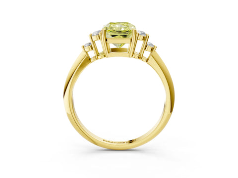 Yellow gold Fancy Yellow Radiant Cut Cut Diamond Cluster Ring with Solitaire Band and Four-Prong Setting_3