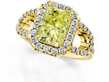 Yellow gold Fancy Yellow Radiant Cut Cut Diamond Halo Engagement Ring with Open Split Pavé Band_1