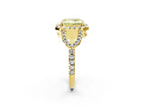Yellow gold Fancy Yellow Radiant Cut Cut Diamond Halo Engagement Ring with Open Split Pavé Band_2