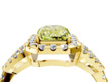 Yellow gold Fancy Yellow Radiant Cut Cut Diamond Halo Engagement Ring with Open Split Pavé Band_4