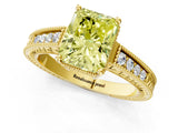Yellow gold Fancy Yellow Radiant Cut Cut Diamond Milgrain Pave Band Four-Prong Setting Ring_4