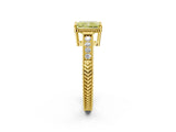 Yellow gold Fancy Yellow Radiant Cut Cut Diamond Milgrain Pave Band Four-Prong Setting Ring_5