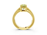 Yellow gold Fancy Yellow Radiant Cut Cut Diamond Milgrain Pave Band Four-Prong Setting Ring_6