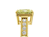 Yellow gold Fancy Yellow Radiant Cut Cut Diamond Milgrain Pave Band Four-Prong Setting Ring_8