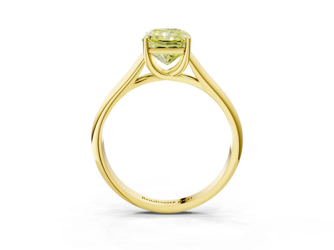 Yellow gold Fancy Yellow Radiant Cut Cut Diamond Solitaire Engagement Ring with Tapered Plain Band and Four-Prong Setting_3