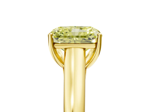 Yellow gold Fancy Yellow Radiant Cut Cut Diamond Solitaire Engagement Ring with Tapered Plain Band and Four-Prong Setting_5
