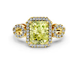 Yellow gold Fancy Yellow Radiant Cut Cut Halo Diamond Infinity Band with Four-Prong Setting