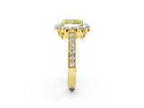 Yellow gold Fancy Yellow Radiant Cut Cut Halo Diamond Pavé Engagement Ring with Milgrain Detailing_2