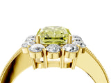 Yellow gold Fancy Yellow Radiant Cut Cut Halo Diamond Pavé Engagement Ring with Milgrain Detailing_4