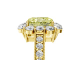 Yellow gold Fancy Yellow Radiant Cut Cut Halo Diamond Pavé Engagement Ring with Milgrain Detailing_5