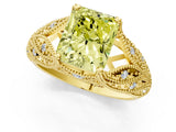 Yellow gold Fancy Yellow Radiant Cut Cut Milgrain Pave Diamond Engagement Ring with Four-Prong Setting_28