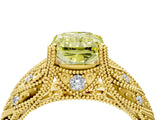 Yellow gold Fancy Yellow Radiant Cut Cut Milgrain Pave Diamond Engagement Ring with Four-Prong Setting_31