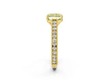 Yellow gold Fancy Yellow Radiant Cut Cut Pave Band Milgrain Solitaire Ring_10