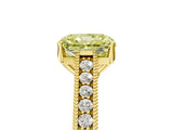Yellow gold Fancy Yellow Radiant Cut Cut Pave Band Milgrain Solitaire Ring_13