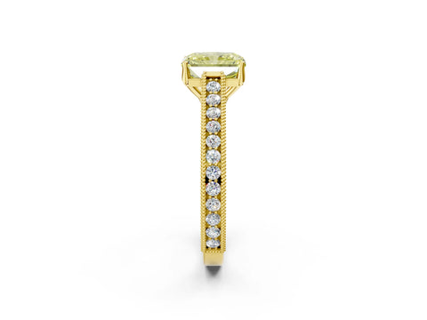 Yellow gold Fancy Yellow Radiant Cut Cut Pave Band Milgrain Solitaire Ring_21
