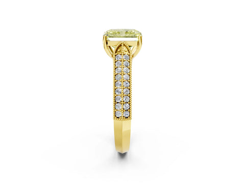 Yellow gold Fancy Yellow Radiant Cut Cut Pave Split Shank Engagement Ring with Four-Prong Setting_2