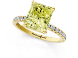 Yellow gold Fancy Yellow Radiant Cut Diamond Brilliant Solitaire Ring with Pavé Band and Four-Prong Setting_13